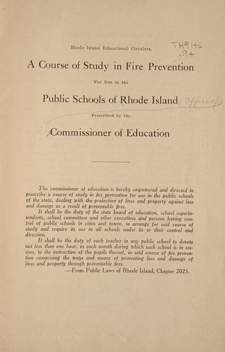 A course of study in fire prevention for use in the public schools of Rhode Island