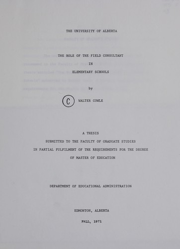 The role of the field consultant in elementary schools