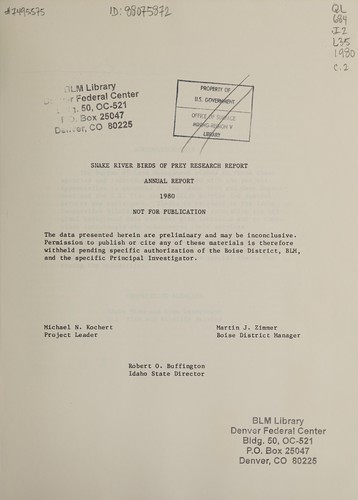 Snake River Birds of Prey Research Project