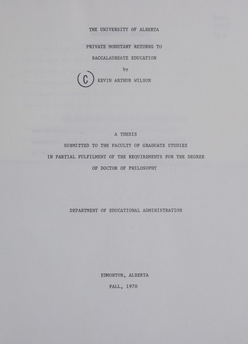 Private monetary returns to baccalaureate education