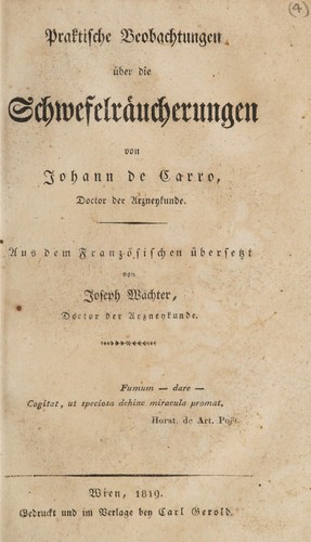 Praktische Beobachtungen über die Schweferäucherungen ...