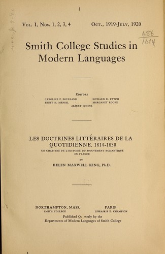 Les doctrines littéraires de la Quotidienne, 1814-1830 ...