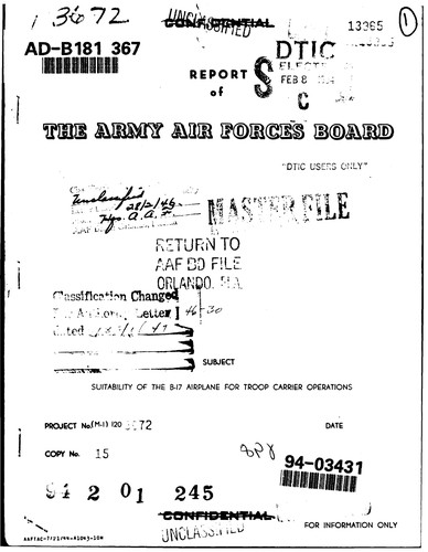 Suitability of the B-17 Airplane for Troop Carrier Operations