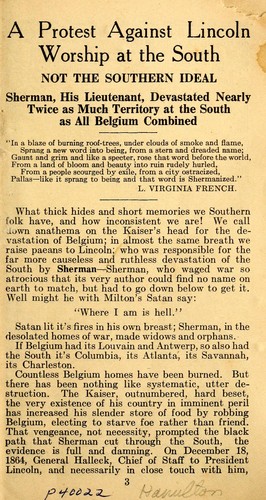 A protest against Lincoln worship at the South