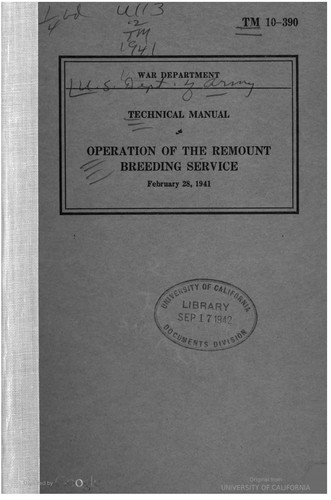 Operation Of The Remount Breeding Service