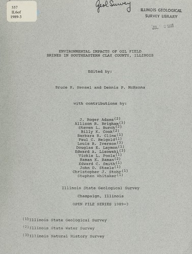 Environmental impacts of oil field brines in Southeastern Clay County, Illinois