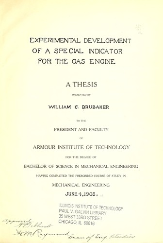 Experimental development of a special indicator for the gas engine