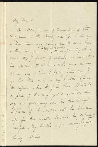 [Letter to] My dear sir