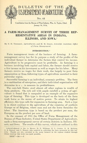 A farm-management survey of three representative areas in Indiana, Illinois, and Iowa