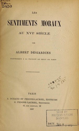 Les sentiments moraux au XVIe siècle