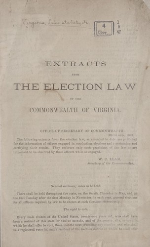 Extracts from the election law of the Commonwealth of Virginia