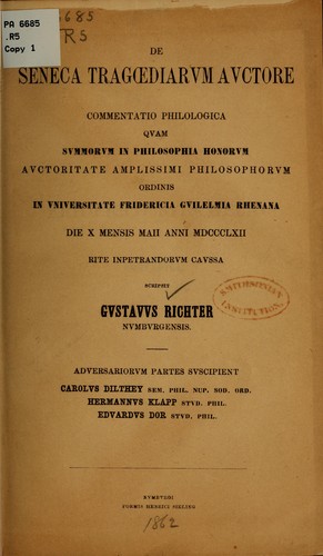 De seneca tragoediarvm avctore Commentatio...