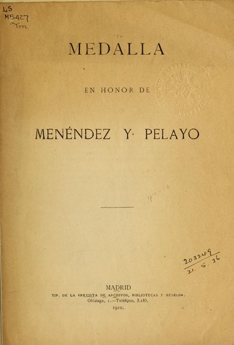 Medalla en honor de Menendez y Pelayo.