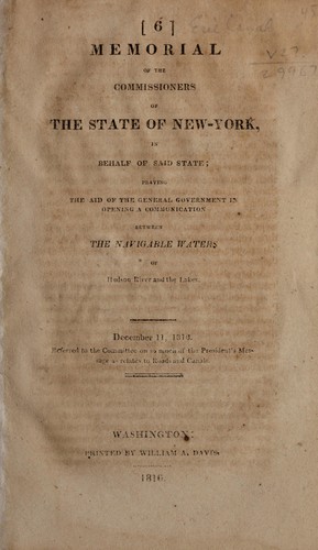 Memorial of the Commissioners of the state of New-York, in behalf of said state