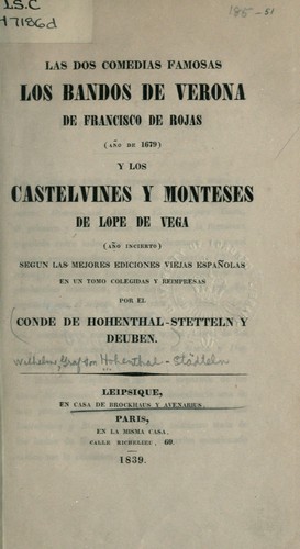 Las dos comedias famosas Los Bandos de Verona, de Francisco de Rojas (año de 1679)