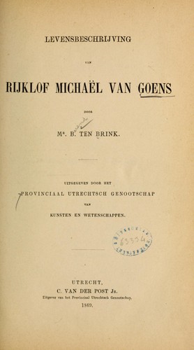 Levensbeschrijving van Rijklof Michaël van Goens