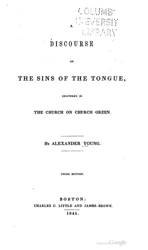 A Discourse On The Sins Of The Tongue
