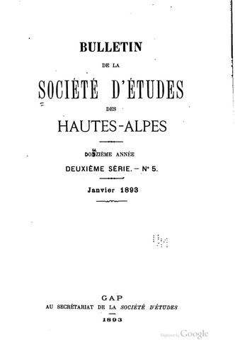 Bulletin de la Société d'études des Hautes-Alpes