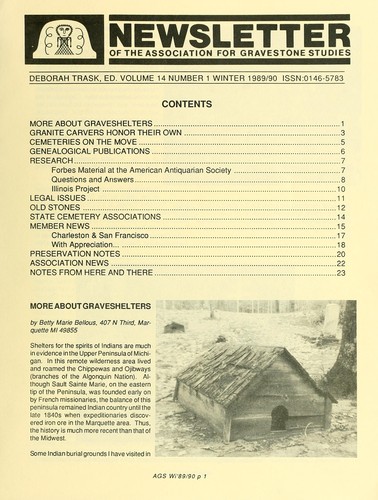 Newsletter of the Association for Gravestone Studies