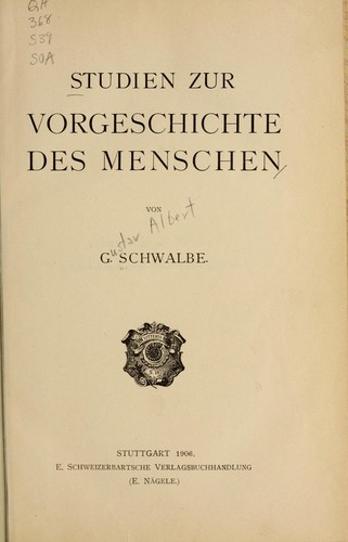 Studien zur Vorgeschichte des Menschen