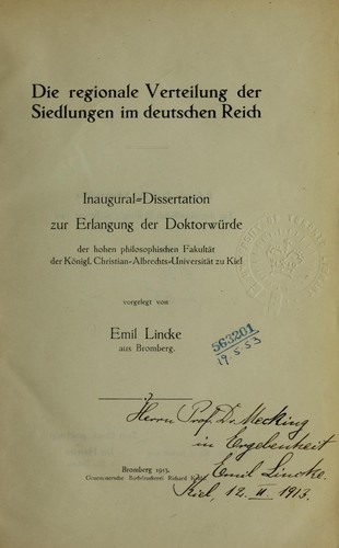 Die regionale Verteilung der Siedlungen im deutschen Reich