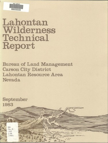 Lahontan Resource Area wilderness technical report