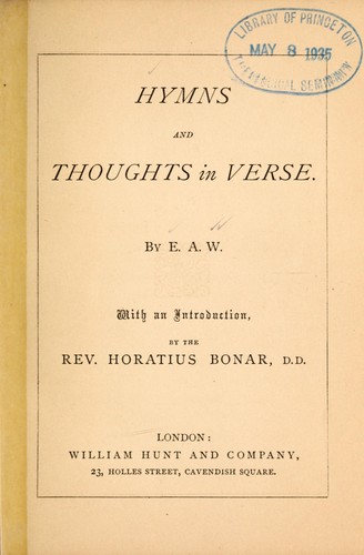 Hymns and thoughts in verse