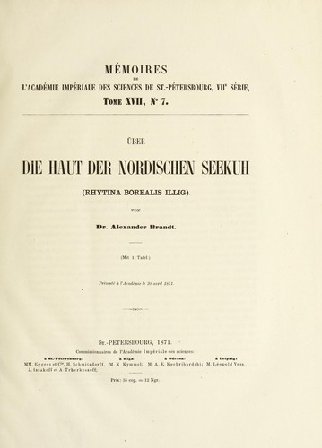 U ber die Haut der nordischen Seekuh