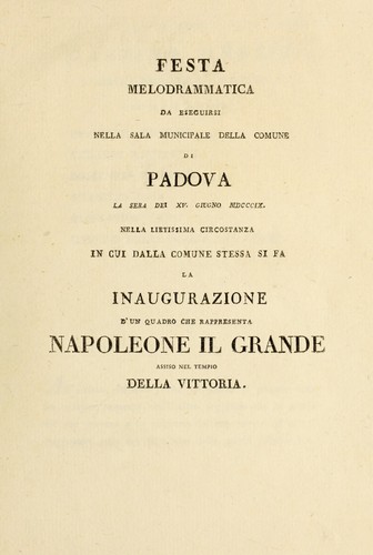 La riconoscenza di Euganea a Napoleone il grande