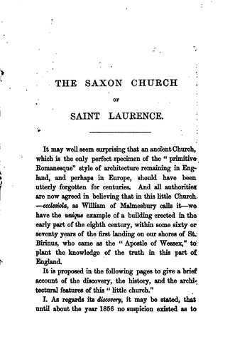 An Account of the Saxon Church of St. Laurence, Bradford-on-Avon