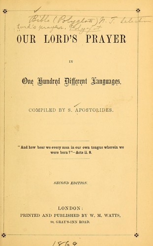 Our Lord's prayer in one hundred different languages.