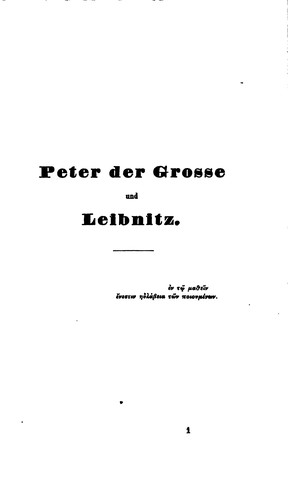 Peter der Grosse und Leibnitz
