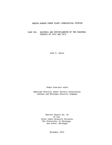 Bacteria and phytoplankton of the seasonal surveys of 1972 and 1973