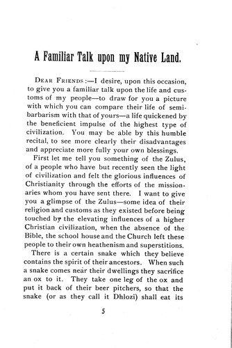 A familiar talk upon my native land and some things found there