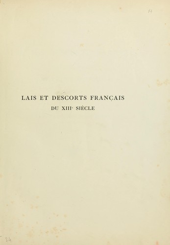 Lais et descorts français du 13e siècle.