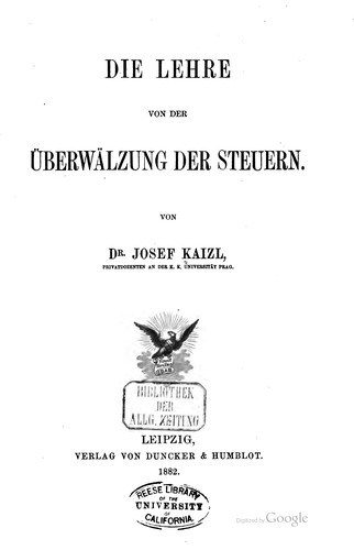 Die Lehre von der Überwälzung der Steuern