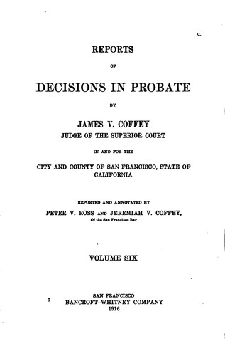Reports of Decisions in Probate