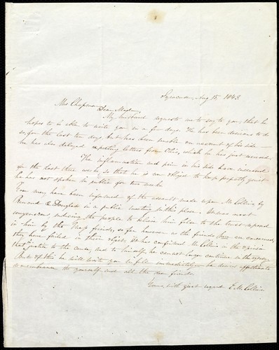 [Letter to] Mrs. Chapman, Dear Madam