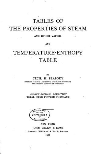 Tables of the properties of steam and other vapors