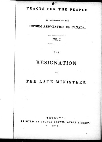 The Resignation of the late ministers