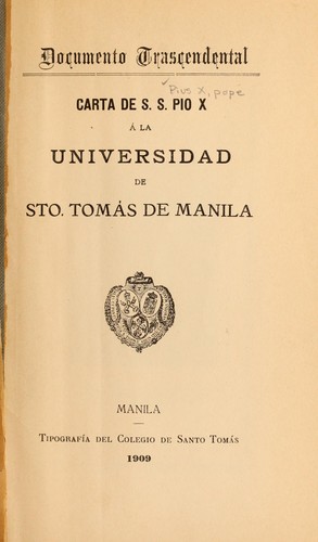 Carta de S. S. Pio X a  la Universidad de Sto