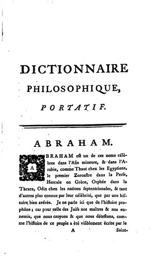 Dictionnaire philosophique, portatif