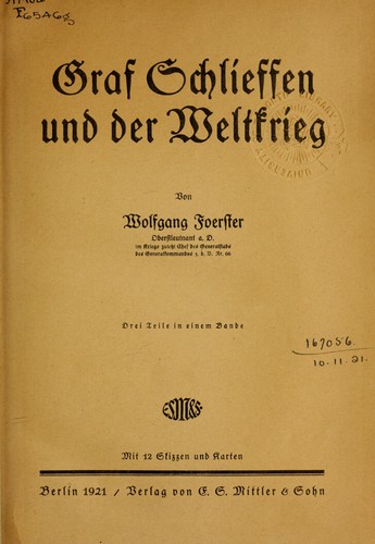 Graf Schlieffen und der Weltkrieg
