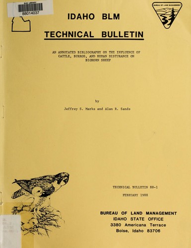 An annotated bibliography on the influence of cattle, burros, and human disturbance on bighorn sheep