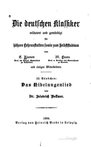 Das Nibelungenlied erläutert und gewürdigt