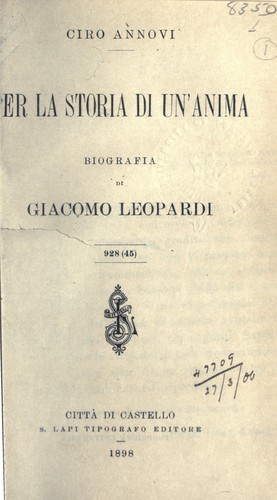 Per la storia di un'anima