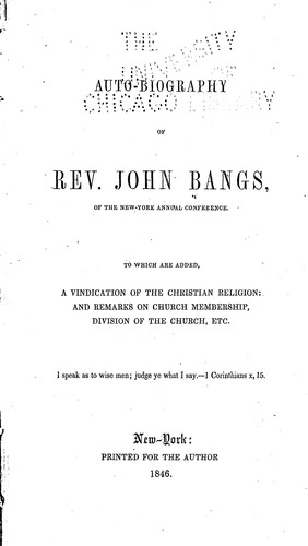 Auto-biography of Rev. John Bangs