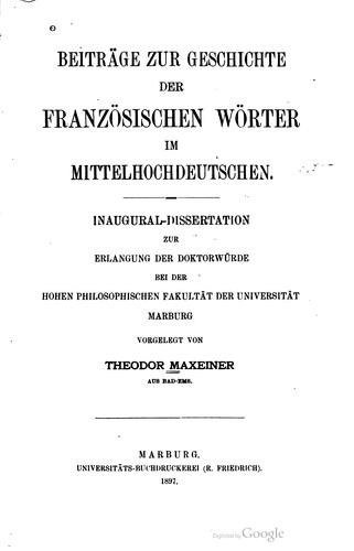 Beiträge zur Geschichte der französischen Wörter im Mittelhochdeutschen