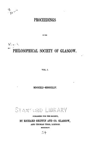 Proceedings of the Royal Philosophical Society of Glasgow