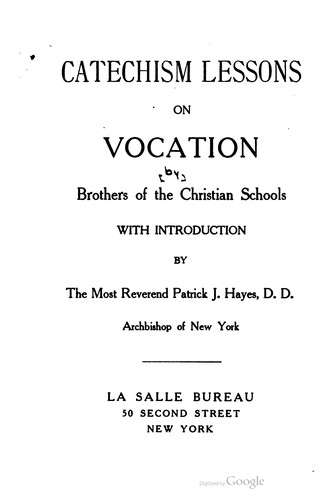 Catechism lessons on vocation